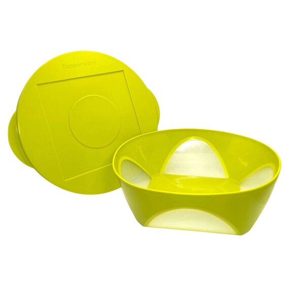 2 - Tupperware Clear Impressions Margarita Yellow Green Storage Bowl #5531 - Picture 2 of 2